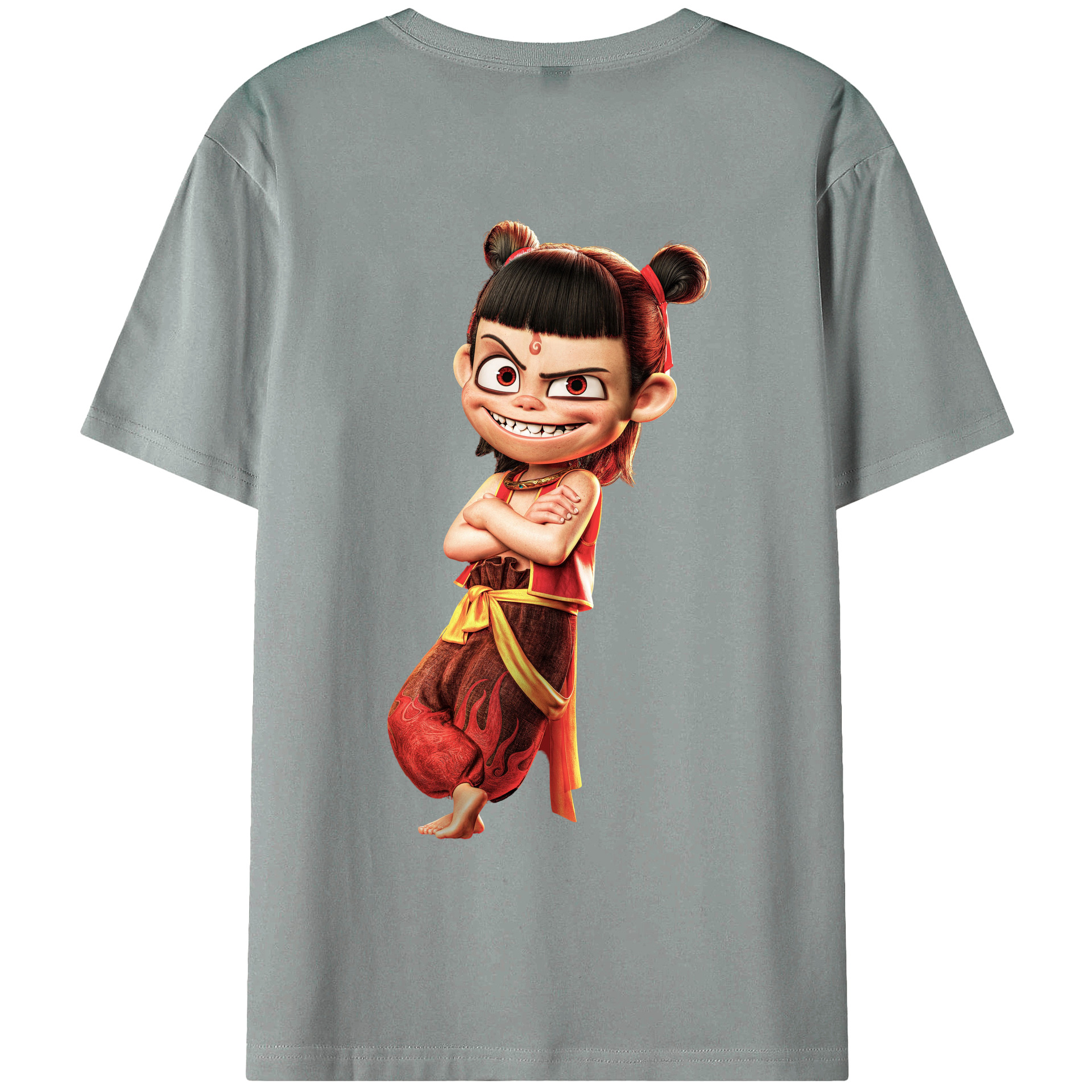 （画像用） Ne Zha 2 ナタ 魔童の大暴れ 綿100％ メンズ半袖Tシャツ（バックプリント） 通気性